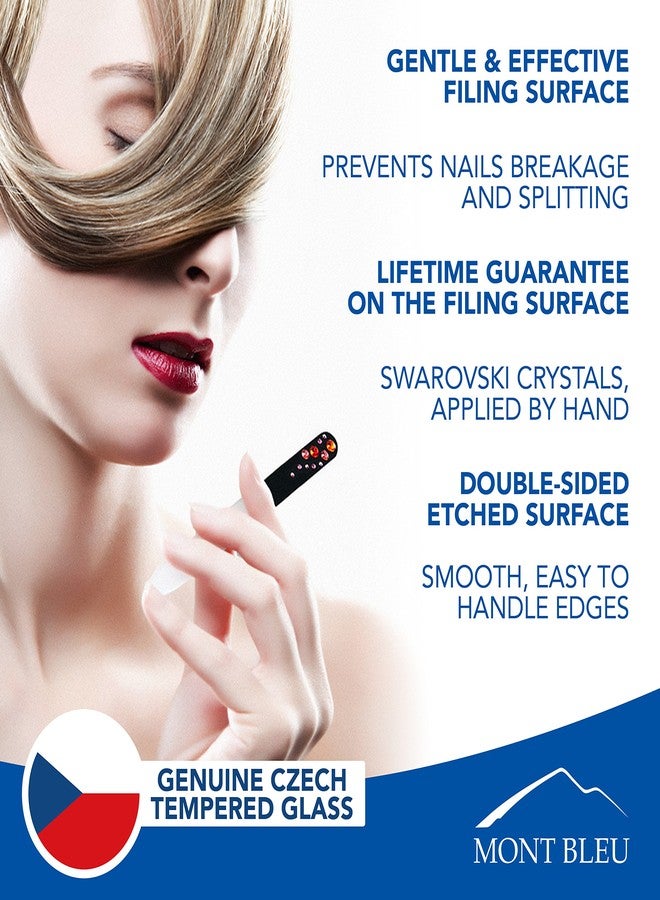 Mont Bleu Nail File - Mont Bleu Premium Set of 2 Glass Nail Files Hand Decorated with Crystals - Genuine Czech Tempered Glass - Gifts for Women - Best Glass Nail Files for Natural Nails - Image 5